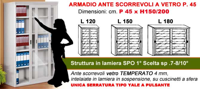 armadietto porte scorrevoli in vetro